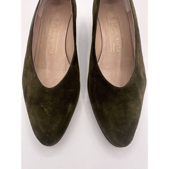 Vintage Bruno Magli Italy  Women’s Wedge Green Suede Shoe Sz 6.5 - Picture 3 of 7